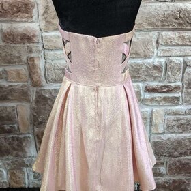 Pink Shimmer Mesh Panel Dress w/ Pockets, Size 9/10