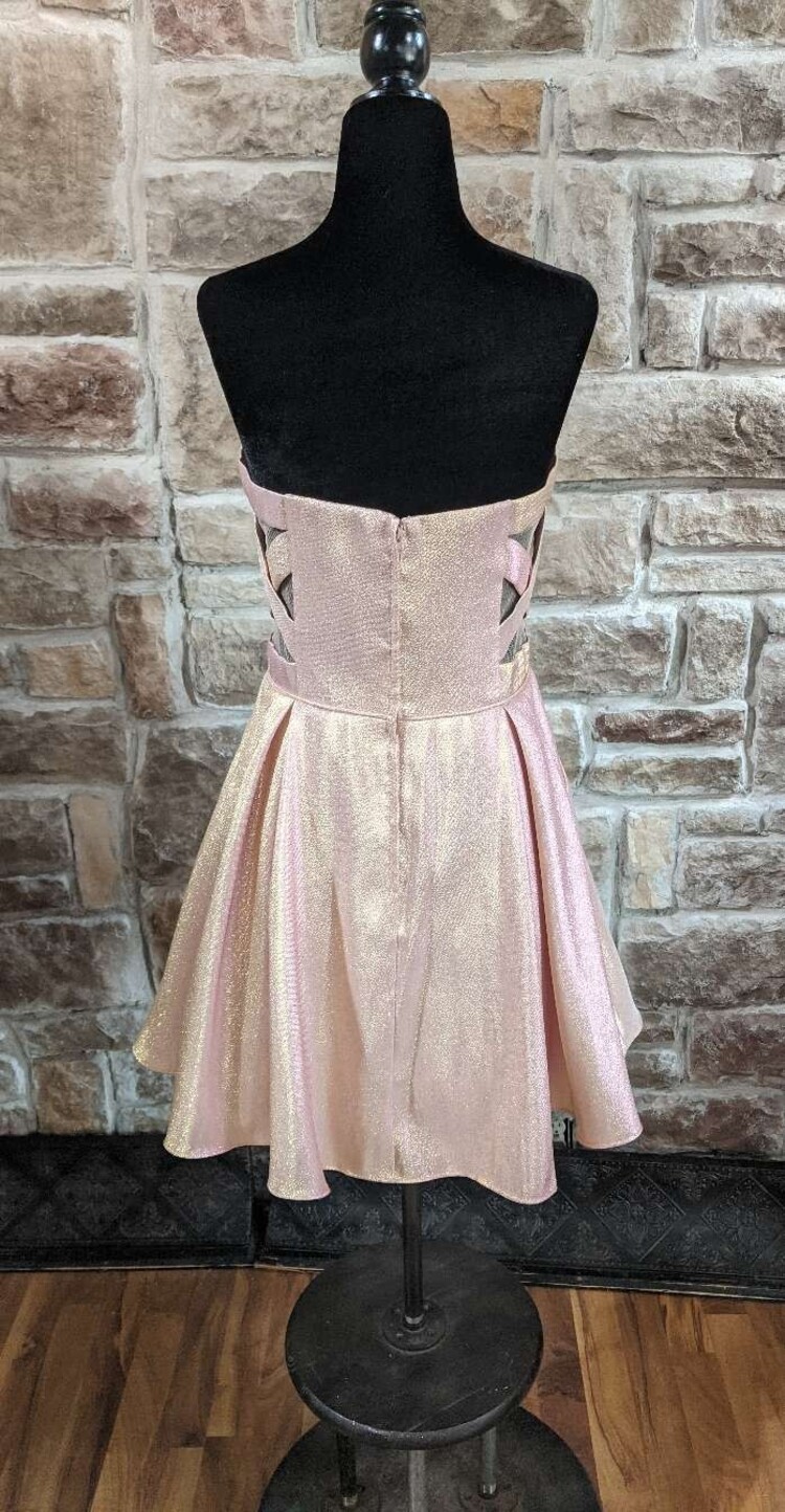 Pink Shimmer Mesh Panel Dress w/ Pockets, Size 9/10