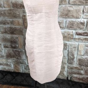 Pink Rouched Strapless Dress, Size 10