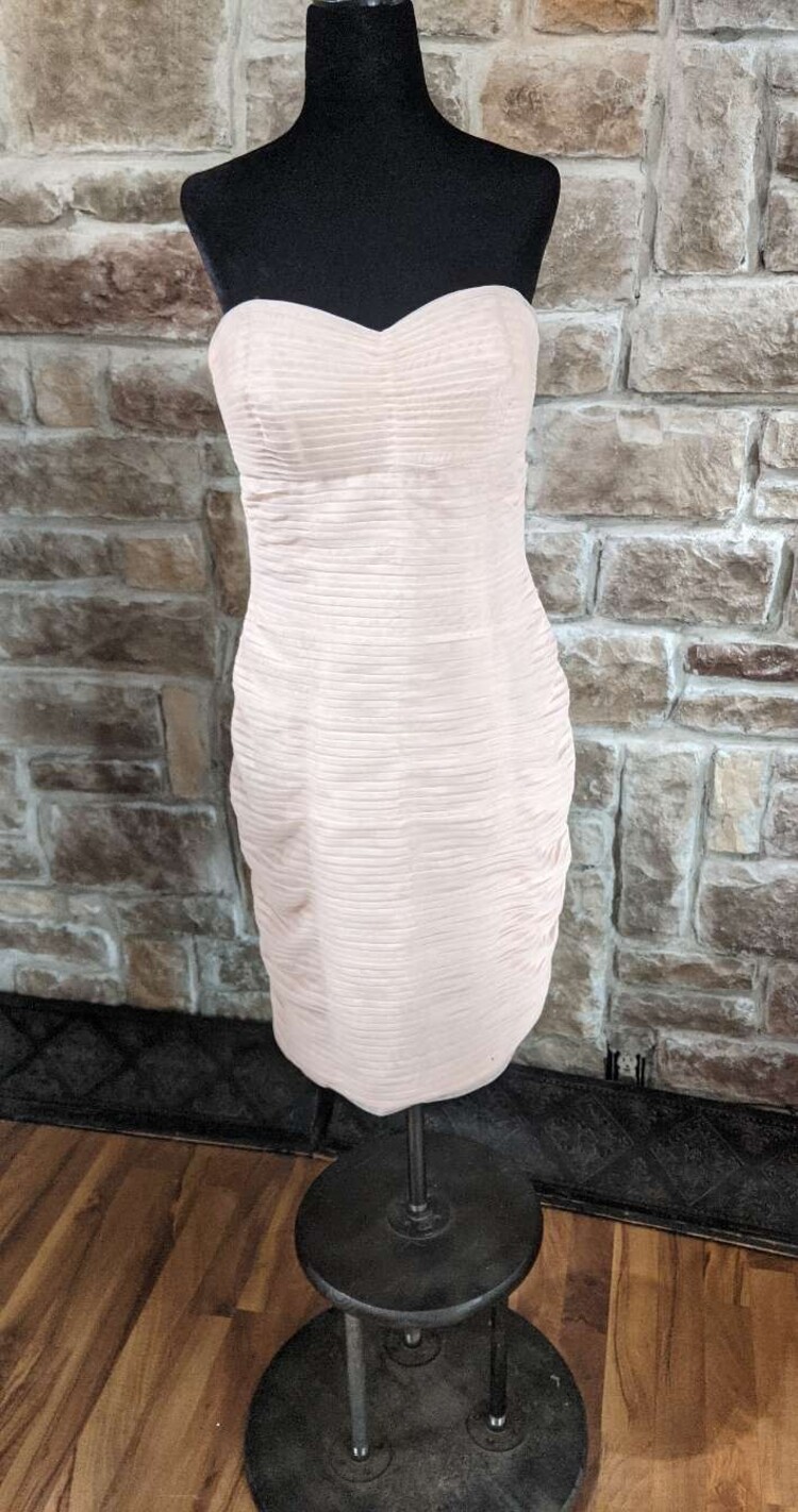 Pink Rouched Strapless Dress, Size 10
