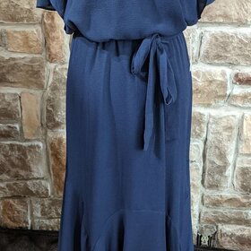 Navy blue Cold Shoulder Dress w/ Belt, Size 6