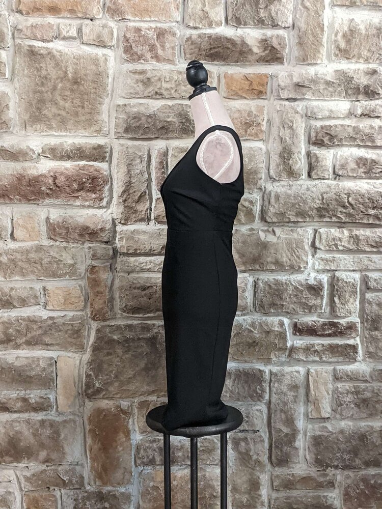 Bebe Black One Shoulder Cutout Dress, Size S