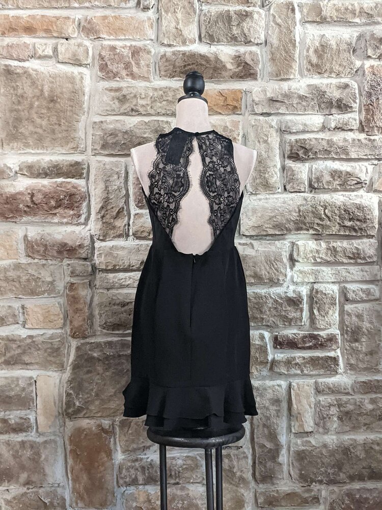 19 Cooper Black Open Lace Back Dress, Size L
