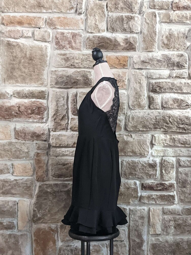 19 Cooper Black Open Lace Back Dress, Size L