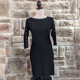 Karen Scott Black Boat Neck Studded Dress, Size S