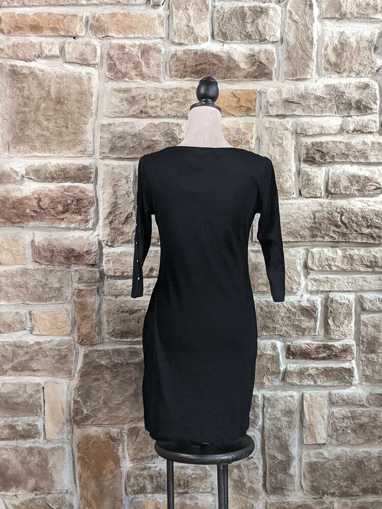 Karen Scott Black Boat Neck Studded Dress, Size S