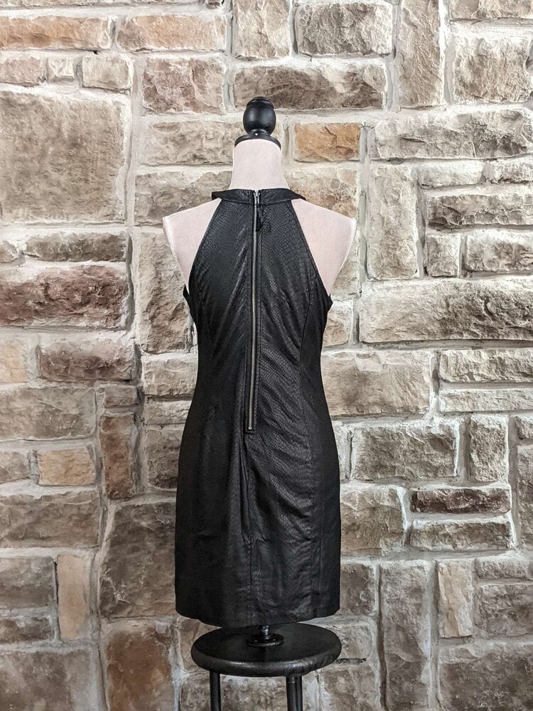 Guess Black Snakeskin Print Halter Dress, Size 6