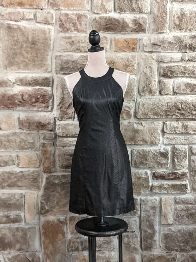 Guess Black Snakeskin Print Halter Dress, Size 6