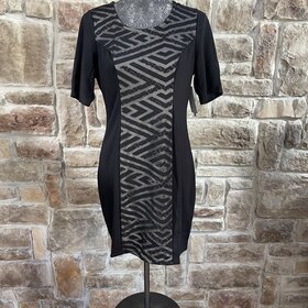 Love fire Black Sheath Dress with Front Burnout Design, Size XL