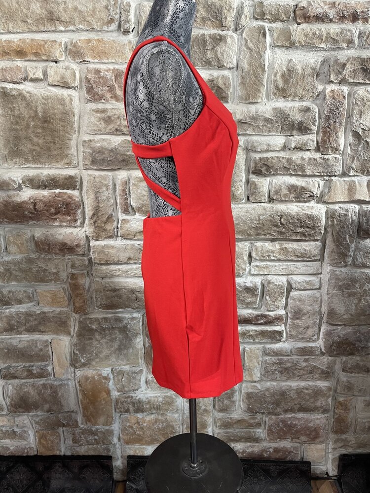 B Darlin Red Strappy Back Bodycon Dress