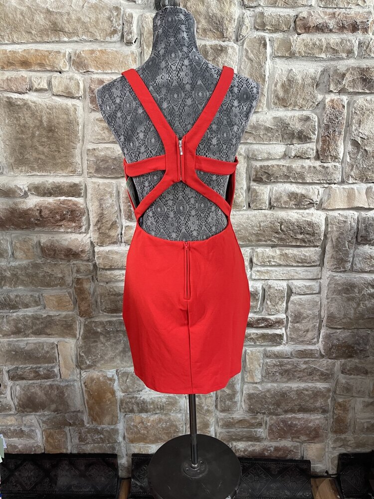 B Darlin Red Strappy Back Bodycon Dress