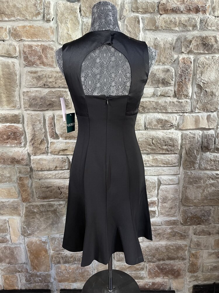 Ralph Lauren Black Cut-Out Back Jersey Dress, Size 2