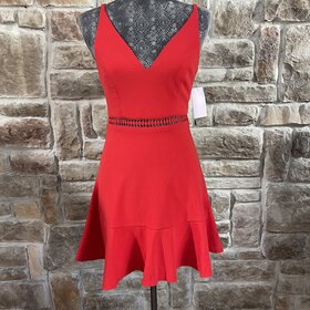 Speechless Red V-Neck Skater Dress