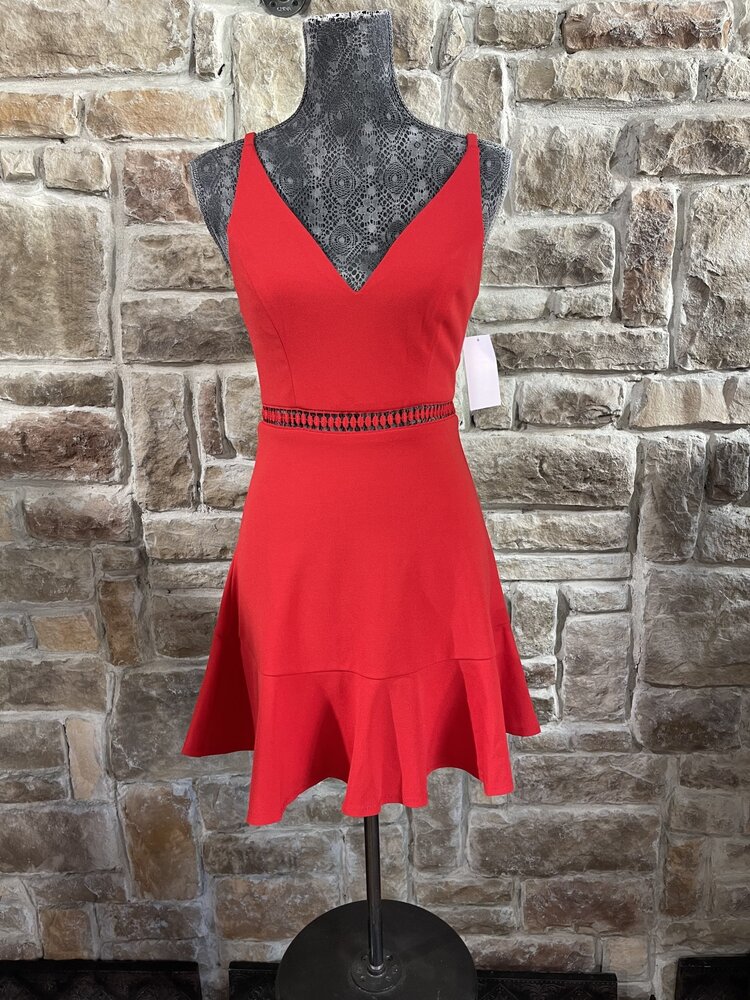 Speechless Red V-Neck Skater Dress