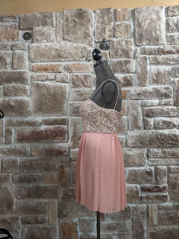 Aidan Mattox Dusty Pink Dress with Sequined Bodice, Size 2