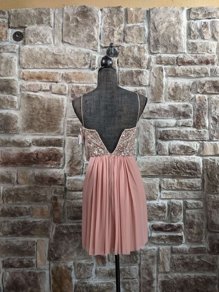 Aidan Mattox Dusty Pink Dress with Sequined Bodice, Size 2