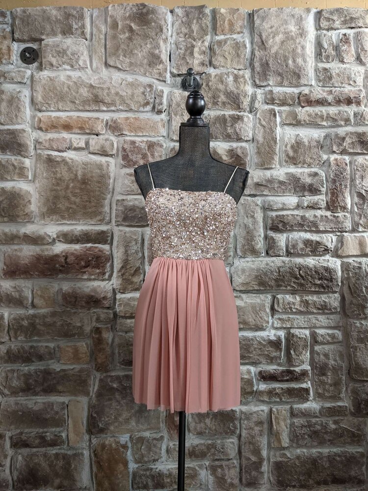 Aidan Mattox Dusty Pink Dress with Sequined Bodice, Size 2