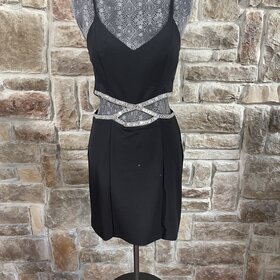 Speechless Black Rhinestone Infinity Waist Bodycon Dress, Size 11