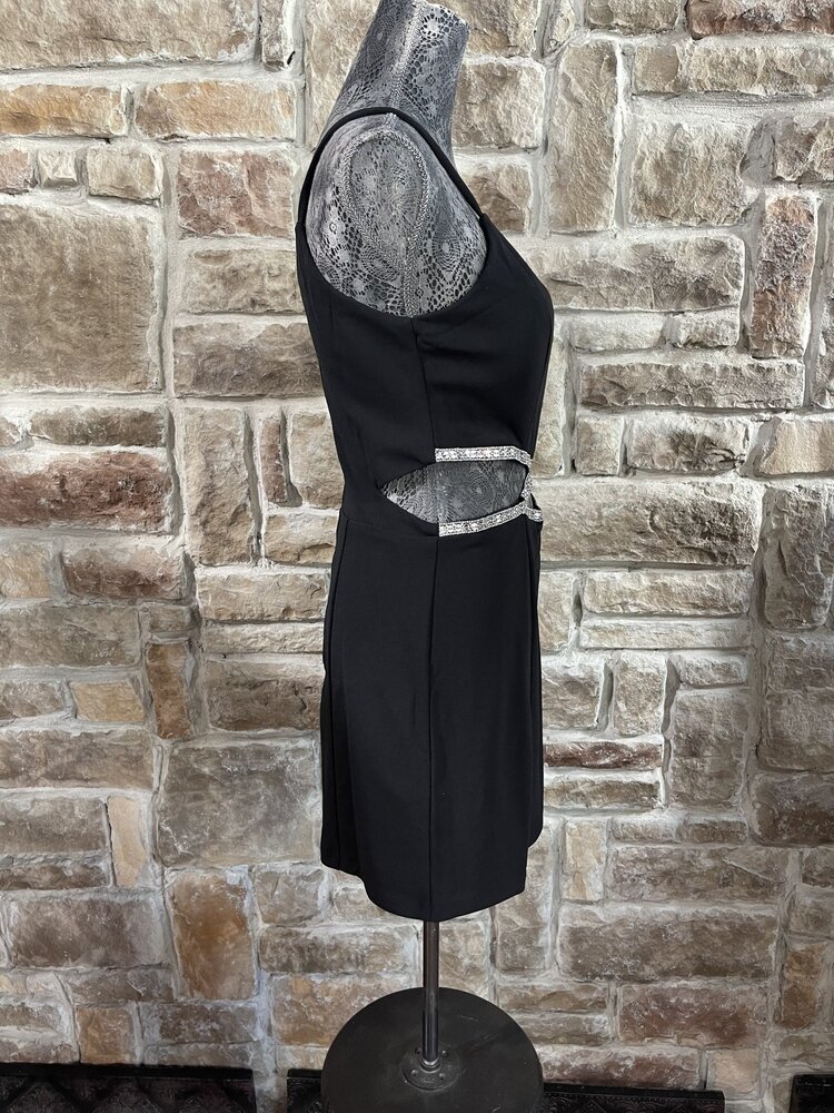 Speechless Black Rhinestone Infinity Waist Bodycon Dress, Size 11
