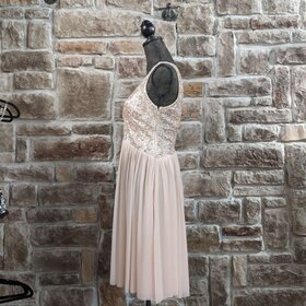 Pink A-Line Dress with Beaded Bodice, Size 10