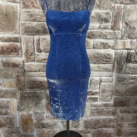 Jump Apparel Royal Blue Spaghetti Strap Glitter Dress, Size 5/6