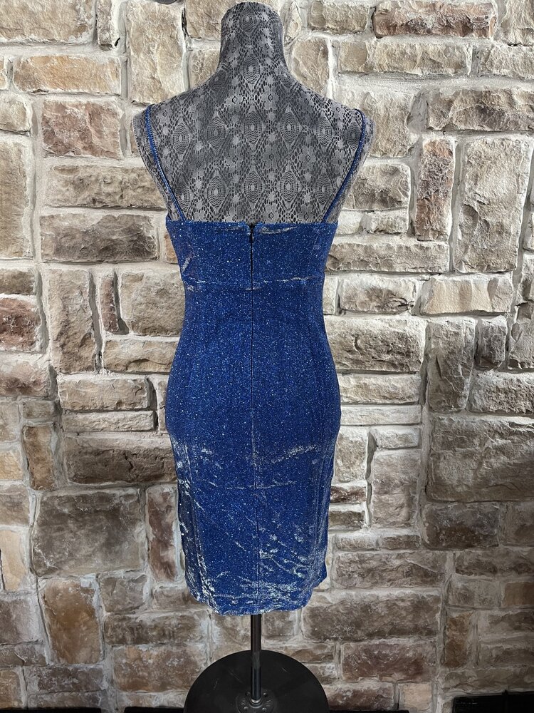 Jump Apparel Royal Blue Spaghetti Strap Glitter Dress, Size 5/6