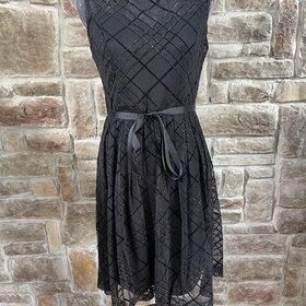 Ellen Tracy Black Metallic Fit and Flare Dress, Size 2