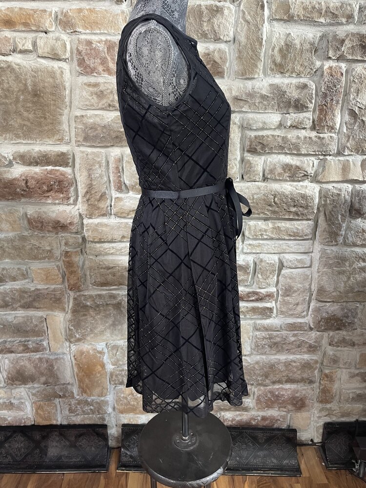 Ellen Tracy Black Metallic Fit and Flare Dress, Size 2