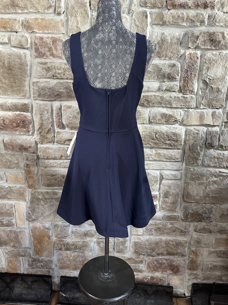 Teeze Me Navy with Grosgrain Ribbon Fit and Flare Dress, Size 9