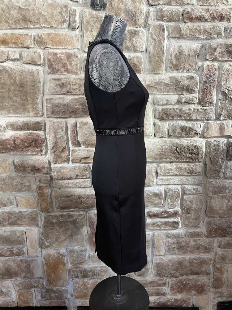 Guess Black Beaded Choker Keyhole  Sheath Dress, Size 0