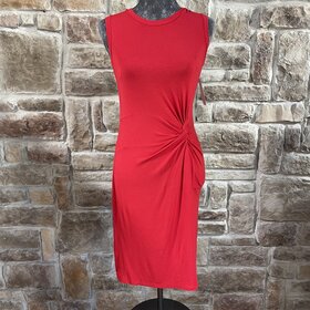 Maison Jules Firespin Red Twist front Draped Dress, Size XS