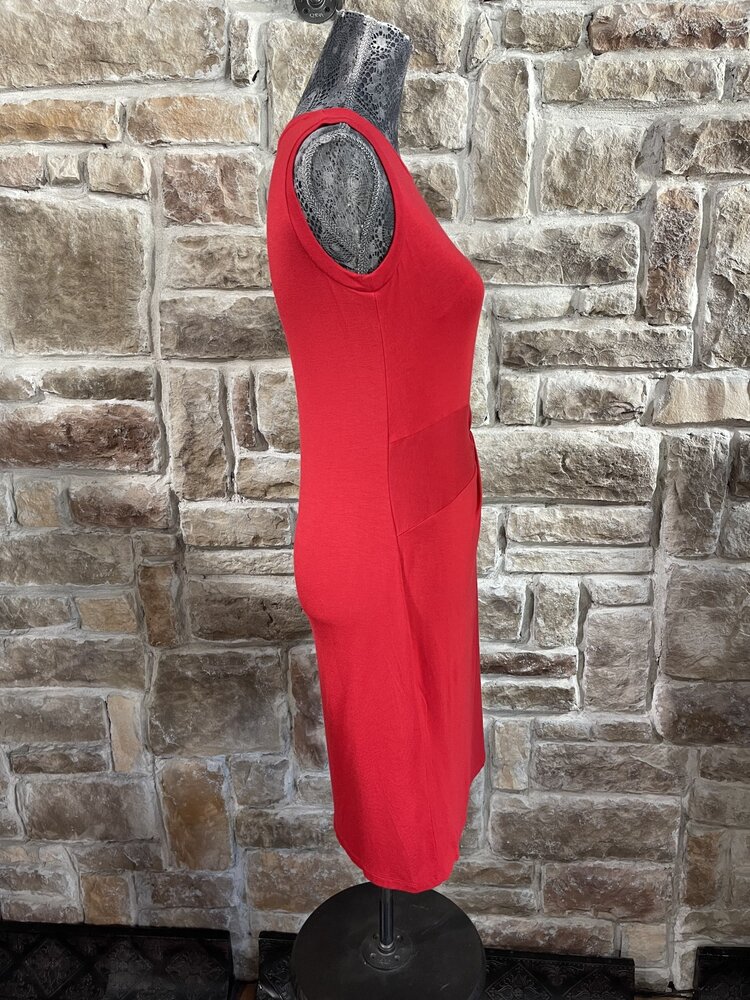 Maison Jules Firespin Red Twist front Draped Dress, Size XS