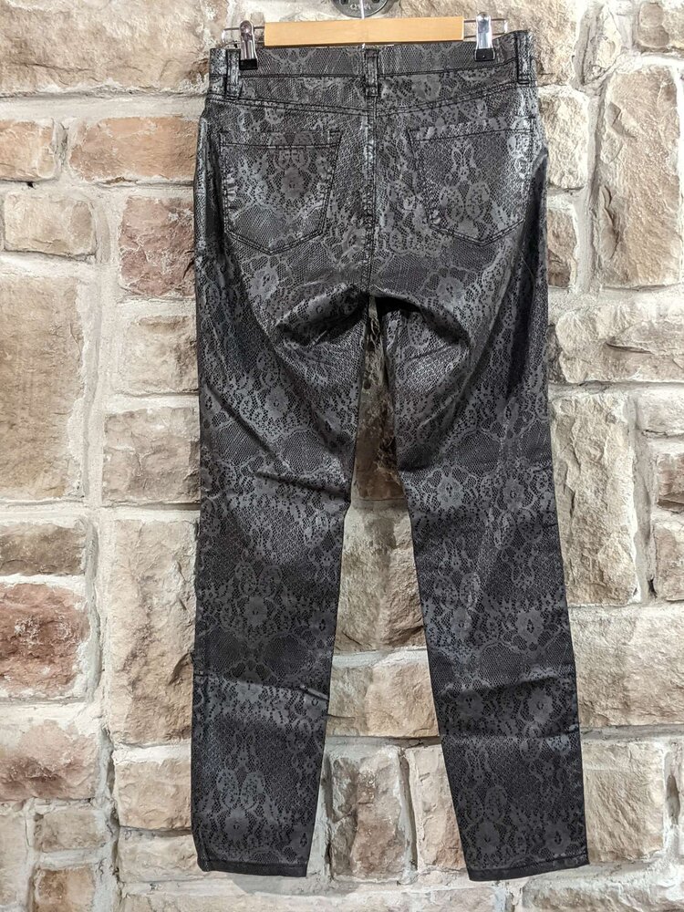 Caché Black Pants w/ Lace Print, Size 6