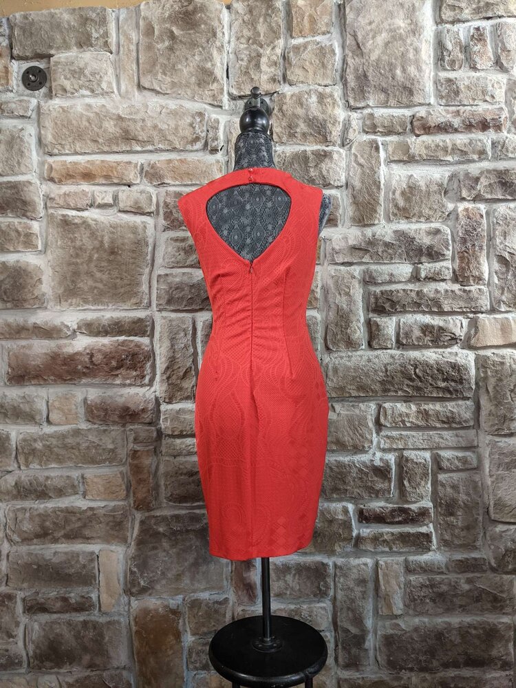 Caché Red  Lace Pattern Dress, Size 4
