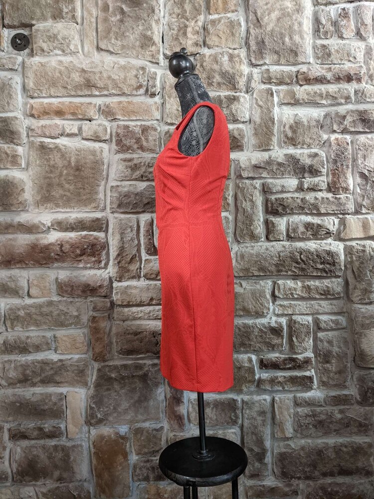 Caché Red  Lace Pattern Dress, Size 4