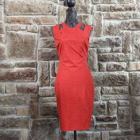Caché Red  Lace Pattern Dress, Size 4