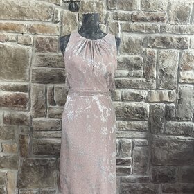 Adrianna Papell Pink Metallic Side Twist Dress, Size 14