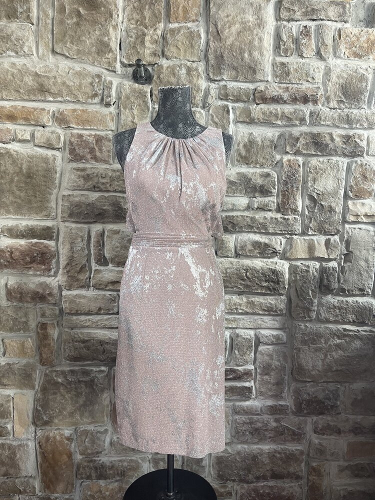 Adrianna Papell Pink Metallic Side Twist Dress, Size 14