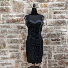 Caché Black Rouched Dress, Size 12