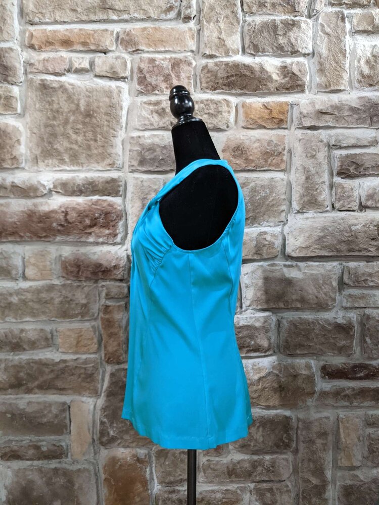 Caché Aqua Silk Twist Front Top, Size M