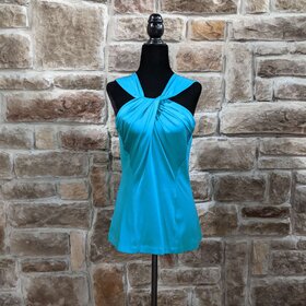 Caché Aqua Silk Twist Front Top, Size M