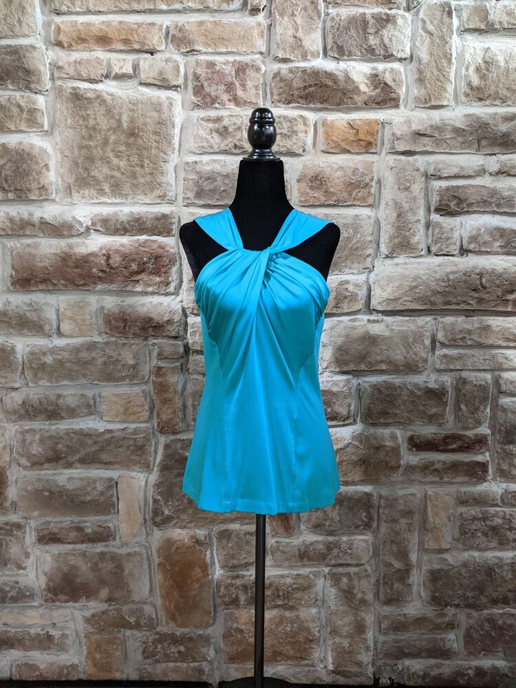 Caché Aqua Silk Twist Front Top, Size M