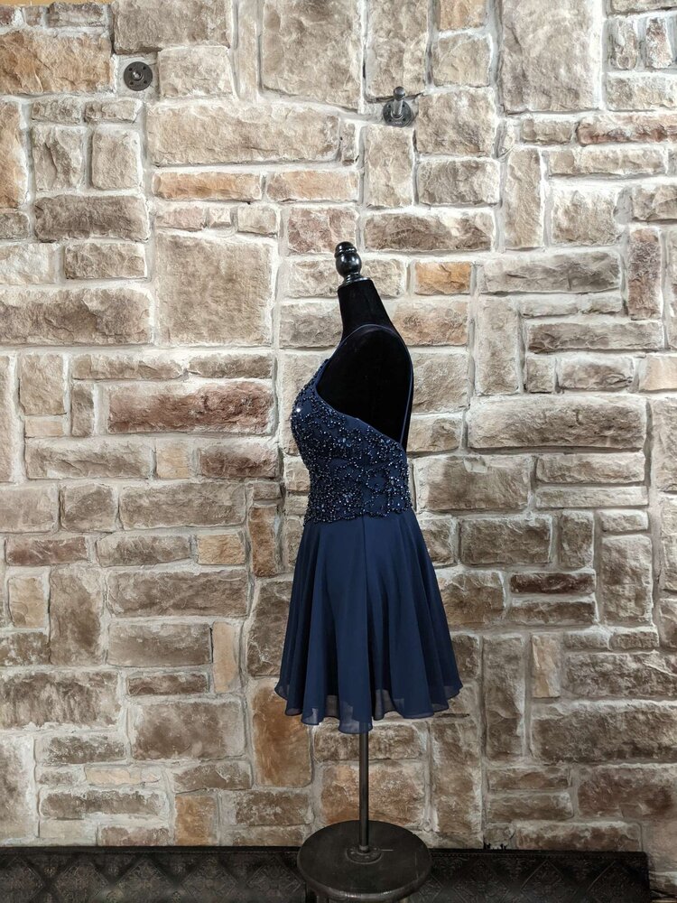 Jovani Navy Beaded Dress, Size 4
