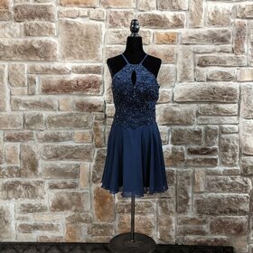 Jovani Navy Beaded Dress, Size 4