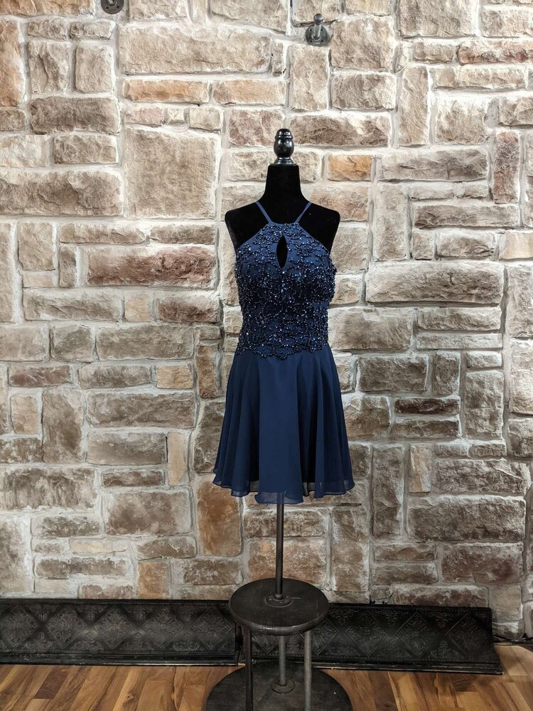 Jovani Navy Beaded Dress, Size 4