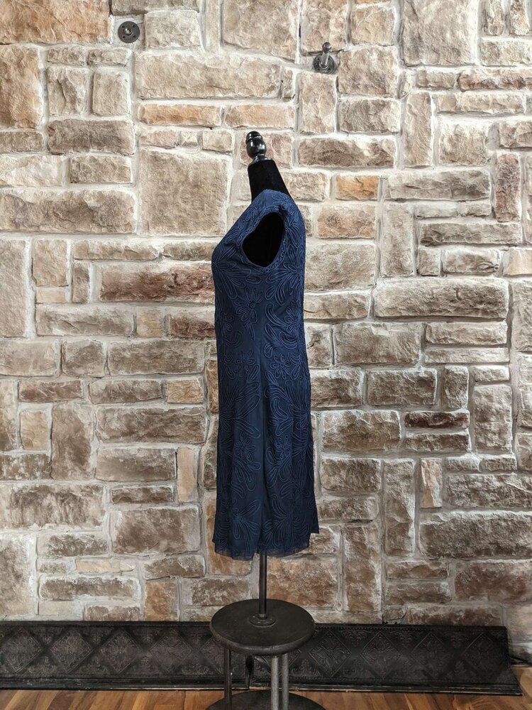 Sue Wong Navy Illusion Dress, Size 8