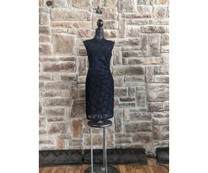 chinese dress ladies Lace Overlay Mini Dress - Dark Blue main image 1