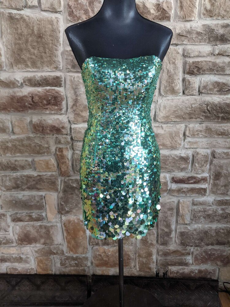 Sherri Hill Seafoam Green Sequin Dress
