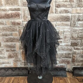 Sherri Hill Black Satin and Rhinestone Tulle, Size 0