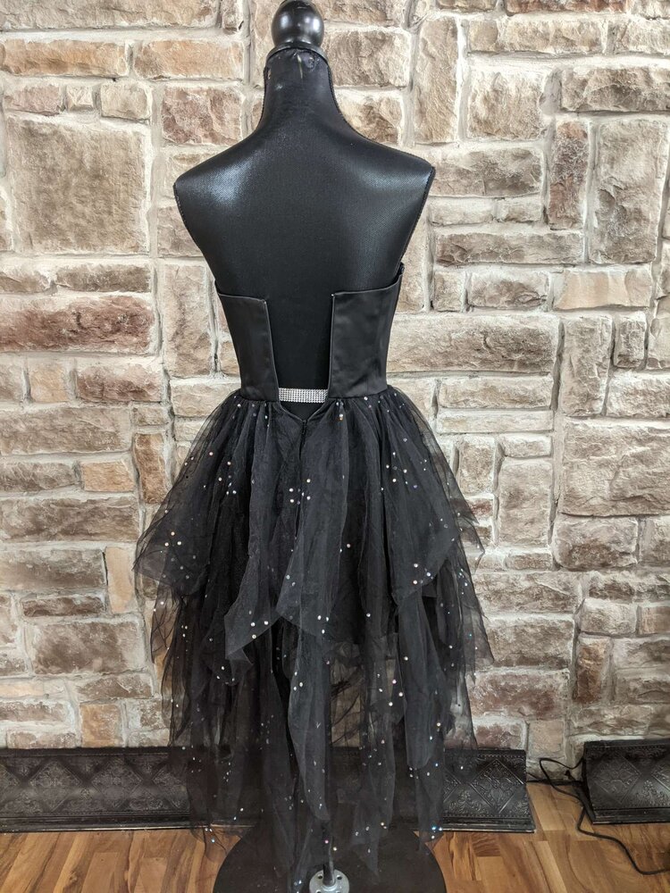Sherri Hill Black Satin and Rhinestone Tulle, Size 0